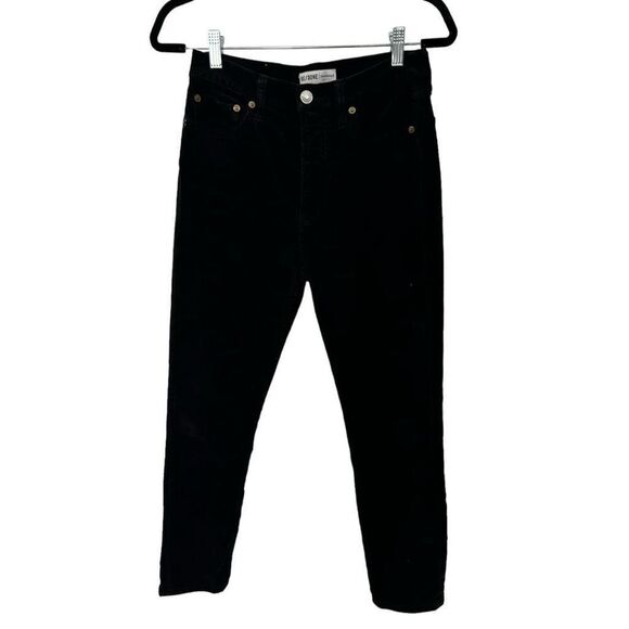 Re/Done Originals Black Corduroy Straight Leg Pants Size 27 Classic Revolve - Picture 1 of 11